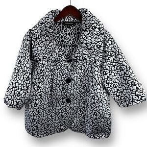 T&W‎ Designs Womens Blazer Jacket 3/4 Sleeve Button Black Silver Large